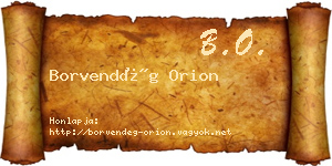 Borvendég Orion névjegykártya